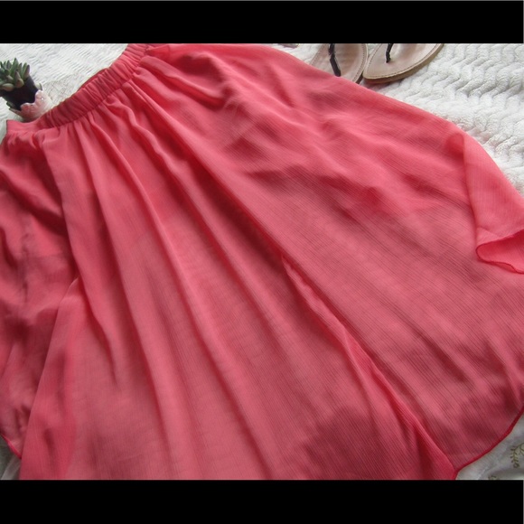 Pink Sheer High Low Skirt - Picture 6 of 6